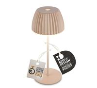 BRILONER - Riffle Mini Lampara de mesa sin cable LED inalámbrica IP44 con borde luminoso, regulador táctil, lampara mesita noche sin cable, ganadora del German Design Award 2025, 8,5 x 20 cm, beige