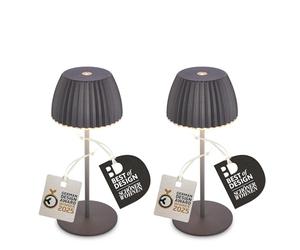 Briloner RIFFLE MINI Lote de 2 lámparas mesa LED inalámbricas IP44, regulable táctil, borde luminoso, batería reemplazable, German Design Award 2025, uso interior exterior, Ø8,5 x 20 cm, Antracita