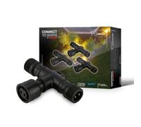 BRILONER - Sistema de jardín Connect to Shine de 12 V, juego de 3 conectores en T, juego de expansión, IP67 contra inmersión temporal, 1 entrada 2 salidas para derivación, 55x35x15 mm, negro