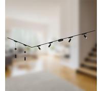 BRILONER - Sistema de rieles Luxtrail kit completo, 4x proyectores LED, 2x LED colgantes regulables en altura, en forma de L, lámparas, sistema de rieles techo, 3m, negro