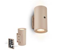 BRILONER Sticklight - Aplique pared sin cable con batería recargable, táctil, regulable, luz blanca cálida, lampara magnetica, dormitorio, 6,1 x 12 cm, beige