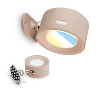 BRILONER Sticklights - Aplique pared sin cable con batería recargable, táctil, regulable, CCT, lampara de pared magnetica, apliques dormitorio, recargable, 9x7,5x4 cm, beige