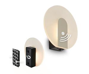 BRILONER Sticklights - Aplique pared sin cable con sensor movimiento, batería recargable, lampara magnetica, dormitorio, 15x3,7x14,7 cm, níquel mate
