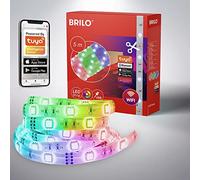 BRILONER - Tira de LED RGB 5m, Tira de LED inteligente acortable, Control por App, Sensor de música, Control por voz, Tira de LED, Barra de LED, Tira de LED con control de música