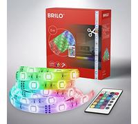 BRILONER - Tira de luces led de 5 m, incluye mando a distancia, tira autoadhesiva de ledes, 150 ledes RGB, de intensidad regulable, 24 W, longitud: 5 m