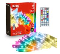 BRILONER - Tira LED 10 m, regulable continuo, mando a distancia, CCT IC blanco regulable y RGB IC con cambio dinámico de color, sensor musical, para enchufe, decoración gaming, tira RGB, Blanco
