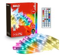 Briloner - Tira LED 5 m, regulable continuo, mando a distancia, CCT IC blanco regulable y RGB IC con cambio dinámico de color, sensor musical, para enchufe, decoración gaming, tira RGB, Blanco