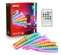 Briloner - Tira LED COB 5m Con Mando Regulable RGBIC Blanco Cálido Blanco | Autoadhesiva Recortable Memoria Sensor Musical LED Strip Banda Decorativa Habitación Dormitorio Gaming