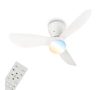 BRILONER - Ventilador de techo con luz LED, mando a distancia, motor DC silencioso con 3 velocidades, CCT y luz regulable, aspas desmontables, lámpara ventilador techo dormitorio, 78x26 cm, blanco
