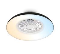BRILONER - Ventilador de techo con luz LED, mando a distancia, motor DC silencioso con 5 velocidades, CCT y luz regulable, lámpara ventilador techo dormitorio, 48,5 x 16 cm, negro, blanco