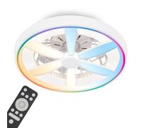 BRILONER - Ventilador de techo con luz LED, mando a distancia, motor DC silencioso con 5 velocidades, RGBIC, CCT y luz regulable, lámpara ventilador techo dormitorio, 48 x 15 cm, blanco