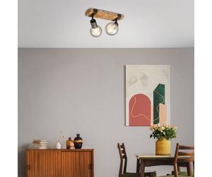 Briloner Wood Basic plafón, 2 luces