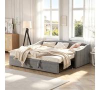 BRILVERDE Sofá cama doble, sofá cama extensible 90/180 x 200 cm, sofá plegable con somier, sofá cama de 2 plazas con función de dormir, sofá cama, terciopelo, gris (sin colchón) (gris-b)