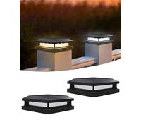 BRIMAX Tapa de Poste Solar 9x9 / 10x10 / 12x12 cm | 3000K/6000K Intercambiable | IP65 Impermeable | Luz para Postes de Valla Madera & Plástico | Duración 8-12h | Juego de 2 para Jardín, Valla, Terraza