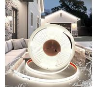 BRIMETI Tira LED COB 12V, 5M Tira luz LED Exterior Impermeable IP68 Blanca Fria 6000K Silicona 320LED/M Cortable, Ancho 10mm, para Dormitorio Bar Fiestas Decoración Party (Sin Fuente de Alimentación)