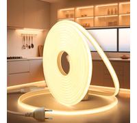 BRIMETI Tira LED Neon COB 5M 220V Blanco Cálido 3000K 320LED/m Impermeable IP65 Luces Flexible Cortable LED Luces con Cable de Alimentación para Interior Exterior Casa Cocina Jardín Decoración