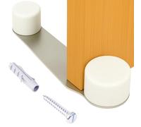 Brinox Tope de Puerta Giratorio con Adhesivo y Tornillo, Acero Inoxidable, Color Blanco, Protección de Paredes y Muebles, 1 Unidad