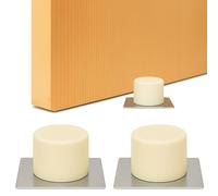 Brinox Tope Puerta Adhesivo Beige | Pack de 2 Unidades | Goma Amortiguadora y Base Acero Inoxidable 45x45x21 mm