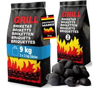 Briquetas carbón vegetal 3 bolsas de 3kg barbacoa parrilla