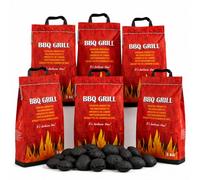 Briquetas de Carbón para Barbacoa 18 kg, 6 Bolsas, Calor Uniforme | Formato práctico con asa, fácil de transportar y almacenar