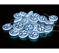 BRISA VW Collection - Cadena de luces de batería en 3D para jardín y fiestas Volkswagen (Logo de VW/Blanco)