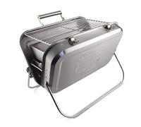BRISA VW Collection - Parrilla portátil de Maleta de Acero Inoxidable Volkswagen con parrillabandeja para carbón y asa T1 Camper Bus (Silueta/Plata)