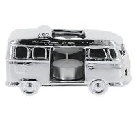 BRISA VW Collection - Portavelas para velas de té en forma de autobús Volkswagen T1 Bulli, decoración de mesa de cerámica en escala 1:28 (plateado)