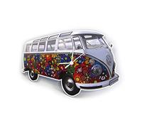 BRISA VW Collection - Reloj de Pared para Taller Volkswagen T1 Bus (Flower Power/Multicolor)