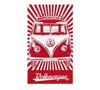 BRISA VW Collection - Toalla de playabaño y Sauna Volkswagen T1 Camper Bus (Franjas Samba/Rojo)