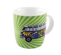 BRISA VW Collection - Volkswagen Furgoneta Hippie Bus T1 Van Taza grande de Café de Porcelana (New Bone China) en Caja de regalo, Copa de Té, Decoración de la Mesa/Camping/Souvenir (Love Bus/Verde)