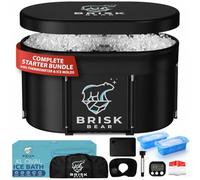 Brisk Bear - Bañera de hielo ovalada XL para atletas con cubierta - Bañera de inmersión fría extra grande para recuperación - Tina de hielo con temporizador digital, termómetro y moldes de hielo