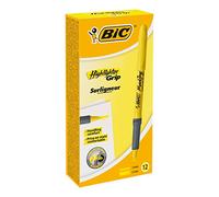Brite Liner Grip Highlighter, Chisel Tip, Fluorescent Yellow Ink, 12/Pk
