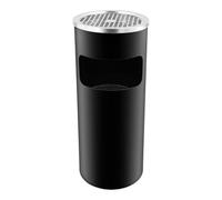 BRIVV Cubo de basura de 15 l, cilindro con cenicero y cubo interior | Cubo de basura de metal redondo duradero, acero inoxidable, para exteriores, capacidad de 11,4 l, para cocina
