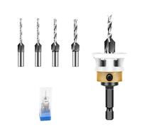 Broca Avellanadora Con Tope De Profundidad, Cabezal De Aleación De Cuatro Flautas, Orificio Cónico, Taladro Escalonado Ajustable For Tornillo Oculto, Herramienta De Carpintería(4PCS 10mm)