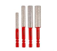 Broca con vástago hexagonal para aplicaciones de perforación en seco en vidrio, porcelana y mármol, adecuada para amoladora angular con portabrocas de conversión (6+8+10+12mm)