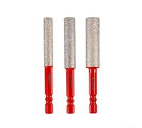 Broca con vástago hexagonal para aplicaciones de perforación en seco en vidrio, porcelana y mármol, adecuada para amoladora angular con portabrocas de conversión (8 + 10 + 12 mm)