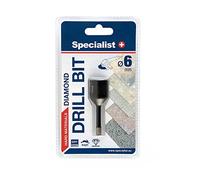 Broca de diamante de 6 mm para azulejos, granito, mármol, ladrillo, porcelana por Specialist+ I Thread M14 broca de azulejo diamantado adecuado para cualquier amoladora angular flexible