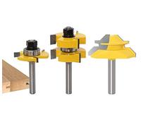 Broca de Fresadora 8mm, APlus 2x Juego de lengüetas y ranuras + 1x Fresa para 45 grados, 3 Pcs Fresa de madera para máquina de grabado