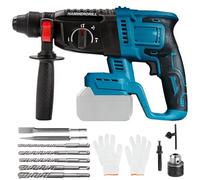 Broca de martillo para taladro martillo sin escobillas Makita 18V 3 en 1 con 7 piezas, taladro, guantes, 3 modos de funcionamiento, mango antivibración y embrague de seguridad