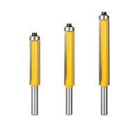 Broca enrutadora larga con vástago de 8 mm, borde al ras y cojinete superior, for carpintería, 1 unidad/3 unidades(3pcs 8mm shank)