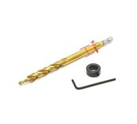 Broca escalonada con vástago hexagonal de 3/8 pulgadas y tope de profundidad para madera Pocket Hole Jig, revestimiento HSS con gran ranura, centrado preciso para carpintería, 175 mm de longitud total