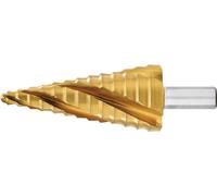 Broca escalonada HSS con revestimiento de TiN, 4 pasos, espiral de 6 a 30 mm, marca EXACT