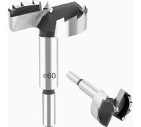 Broca Forstner profesional de 60 mm para madera, 90 mm de longitud, vástago redondo, accesorio para taladro para perforaciones precisas y li