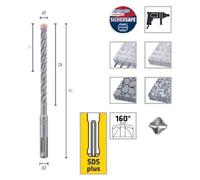 Broca para taladro de percusión Alpen, modelo 0090501000100, de 10 mm de diámetro, con una longitud total de 600 mm. Se vende por unidad