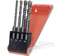 Broca para taladro percutor kwb 240400, acero 40Cr, juego de 4 unidades, diámetros: 5 mm, 6 mm, 8 mm, 10 mm. Longitud total: 110 mm. Sistema SDS-Plus. 1 juego