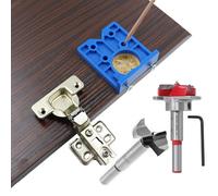 Brocas de 35mm para carpintería, perforadora de puerta, accesorios de gabinete, herramienta, guía de perforación de agujeros, localizador, plantilla de perforación de bisagra 2 piezas (taladro ajustab