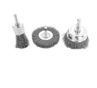 Brocas de cepillo de alambre, Juego de 10 cepillos copa con rueda alambre, vástago hexagonal 1/4 pulgadas, acero al carbono grueso prensado 0,012(3pcs)