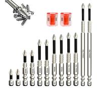 Brocas de destornillador eléctrico con magnetizador y adaptador de | Juego de puntas dentadas antideslizantes de 0.25 pulgadas con vástago hexagonal para muebles, gabinetes, electrodomésticos