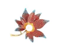Broche antideslizante de moda con forma de arce 3D con perlas para mujer, accesorio de joyería para regalo, talla única, como se describe