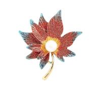 Broche antideslizante de moda con forma de arce con perlas para mujer, accesorio de joyería hecho a mano, joyería de arce, talla única, como se describe